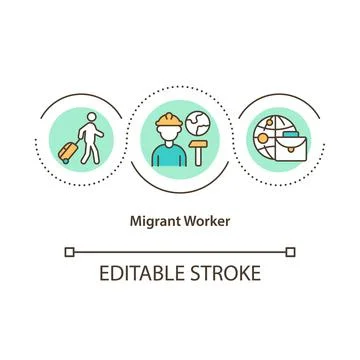 Migrant worker concept icon Stock Illustration