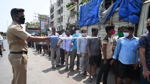 Migrant workers India On Lockdown Due To Coronavirus Pandemic Stock Footage 130389543