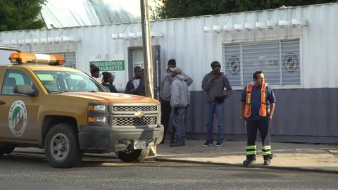 Migrants and refugees at border station Stock Footage 71781053