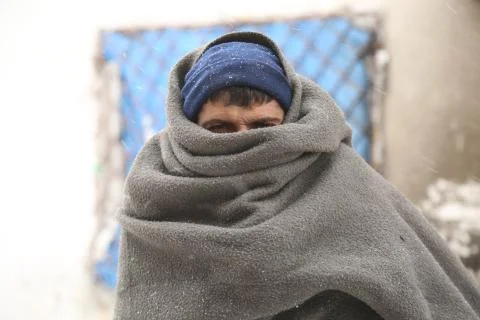 Migrants in Belgrade during winter Foto stock