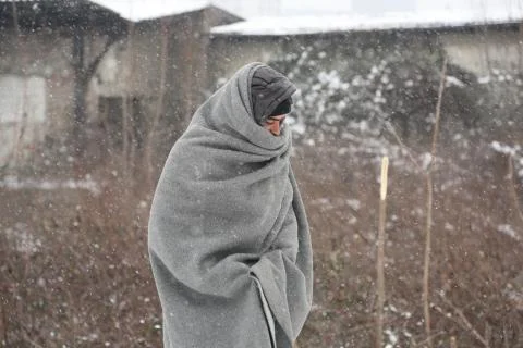 Migrants in Belgrade during winter Stock Photos