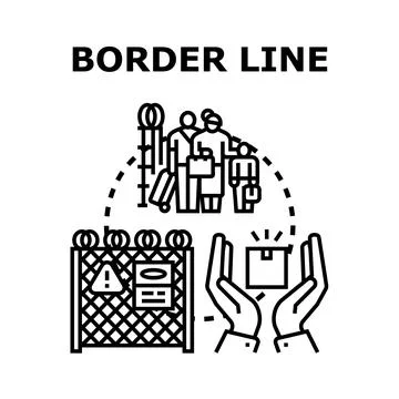 Migrants crossing border seeking help concept vector Stock Illustration