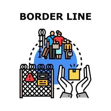 Migrants crossing border seeking help concept vector Stock Illustration