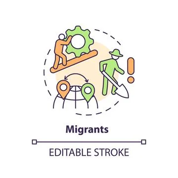 Migrants multi color concept icon Stock Illustration