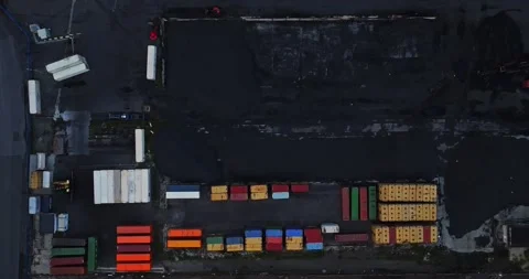 Migrating Vird Flock Flying Over Compound With Black Coal And Vibrant Shipping Stock Footage 300447435