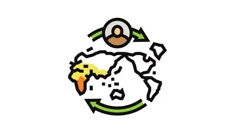 Migration africa human evolution color icon animation Stock Footage 326097284