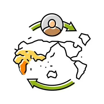 Migration africa human evolution color icon vector illustration Stock Illustration
