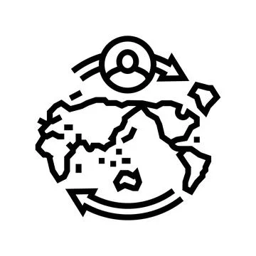 Migration africa human evolution line icon vector illustration Illustrazione stock