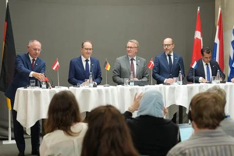 Migration and Interior Ministers from the 'Group of Five' countries meet in Cope Stock Photos