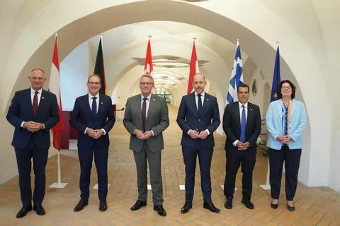 Migration and Interior Ministers from the 'Group of Five' countries meet in Cope Stock Photos