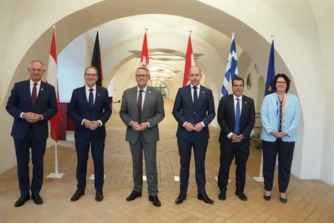 Migration and Interior Ministers from the 'Group of Five' countries meet in Cope Stock Photos