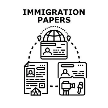 Migration and relocation documents for global citizens Stock Illustration