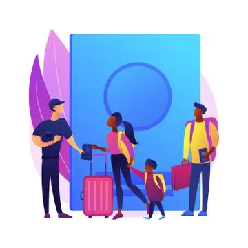 Migration control abstract concept vector illustration. Illustrazione stock