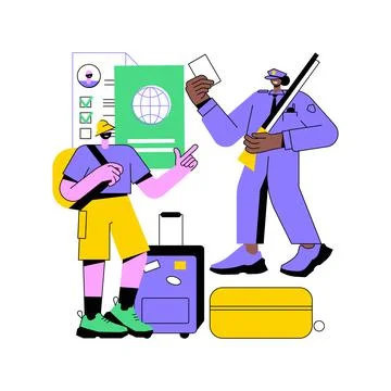 Migration control abstract concept vector illustration. Illustrazione stock