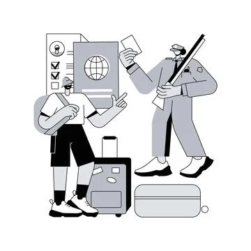 Migration control abstract concept vector illustration. Illustrazione stock