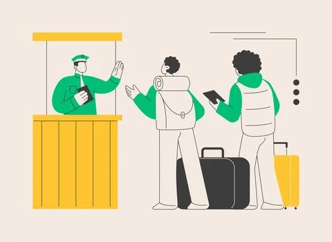 Migration control abstract concept vector illustration. Illustrazione stock