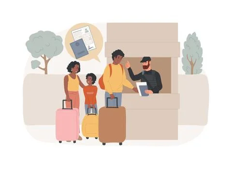 Migration control isolated concept vector illustration. Illustrazione stock