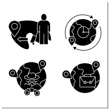Migration glyph icons set Stock Illustration