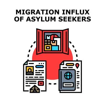 Migration influx of asylum seekers concept Stock Illustration