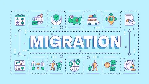 Migration pastel blue word concept Illustrazione stock
