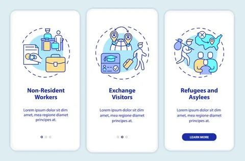 Migration pathways onboarding mobile app screen Stock Illustration