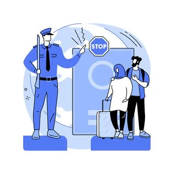 Migration policy abstract concept vector illustration. Illustrazione stock