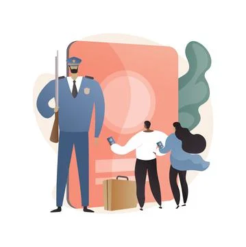 Migration policy abstract concept vector illustration. Illustrazione stock