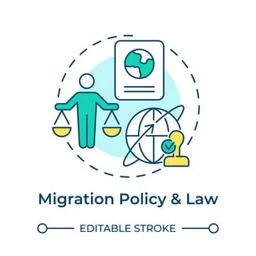 Migration policy and law multi color concept icon Stock Illustration