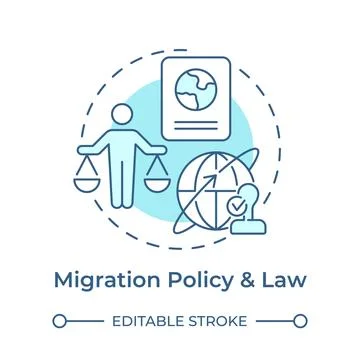 Migration policy and law soft blue concept icon Illustrazione stock
