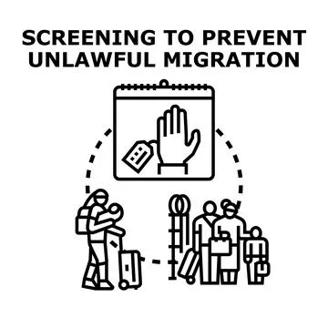 Migration screening process preventing unlawful entry vector Stock Illustration