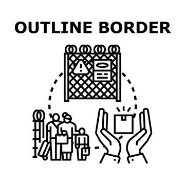 Migration security and humanitarian aid at border Stock Illustration