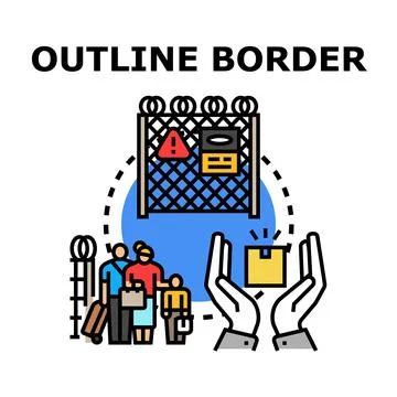 Migration security and humanitarian aid at border Ilustração Stock