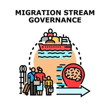 Migration stream governance concept vector illustration Stock Illustration