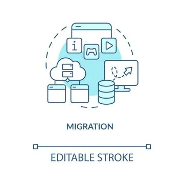 Migration turquoise concept icon 스톡 일러스트