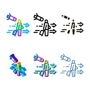Migratory man tourist icon vector multistyle outline Иллюстрация
