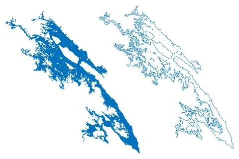 Miguel Aleman and Cerro de Oro Lake (United Mexican States, Mexico) map vecto Stock Illustration