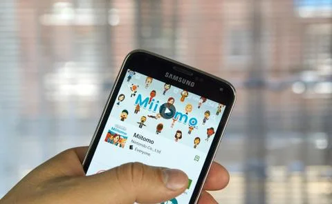 Miitomo application on a cell phone Fotos Stock