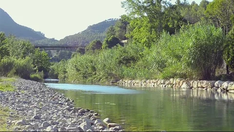 Mijares River as it passes through the town of Montanejos (Castellon - Spain) 動画素材 110876646