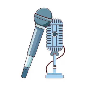 Mike and retro microphone, flat design Stock Illustration