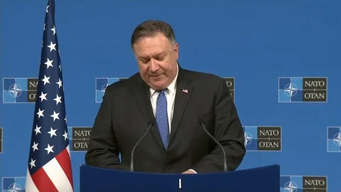 Mike pompeo talks About commitments during Press Availability - 2018 動画素材 104685151