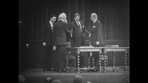 Mikhail Gorbachev and Ronald Reagan in Geneva Stock Footage 235537548