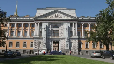 Mikhailovsky Castle and trees in the summer Stock Footage 81727156