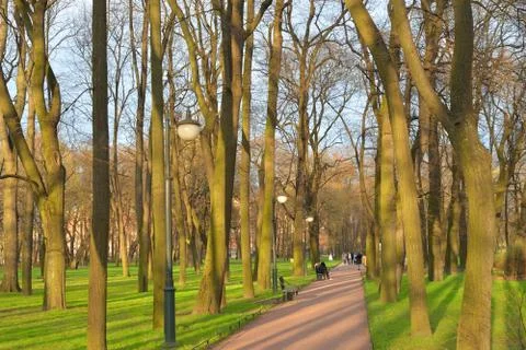 Mikhailovsky Garden at spring. Stock Photos