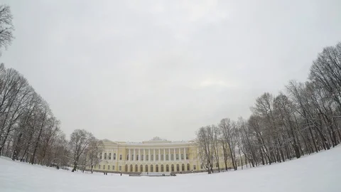 Mikhailovsky Palace (The State Russian Museum) in St.Petersburg, Russia Stock Footage 69930401