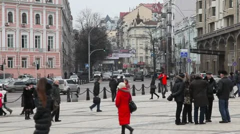 Mikhailovsky Square in Kiev Stock Footage 10847073