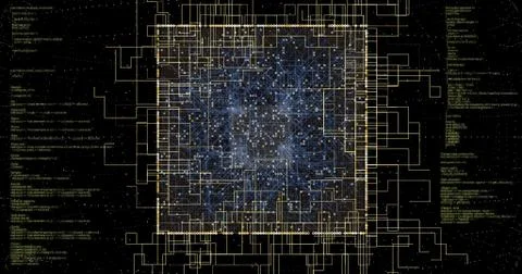 Mikrochip with programming code Illustrazione stock