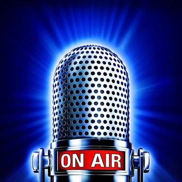 Mikrofon high resolution rendering of a microphone with a on air icon Copy... Stock Photos