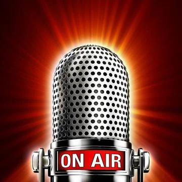 Mikrofon high resolution rendering of a microphone with a on air icon Copy... Stock Photos