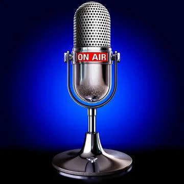 Mikrophon gigh resolution 3D rendering of a microphone with a on air icon ... Stock Photos