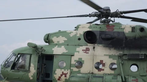 Mil Mi-8 slow spin Stock Footage 96772311
